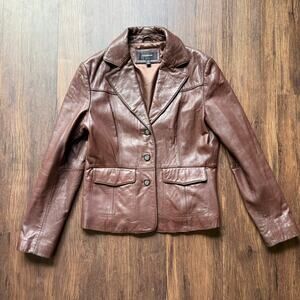 Colebrook Essentials Chocolate Brown 100% Leather Jacket – Women’s M